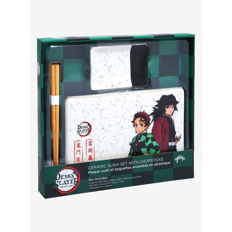Demon Slayer Officially licensed Ceramic Sushi Set with Chopsticks Tanjiro & Giyu