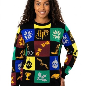 Harry Potter Christmas Sweater Deluxe Patchwork Knitted L 100% cotton