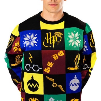 Harry Potter Christmas Sweater Deluxe Patchwork Knitted L 100% cotton