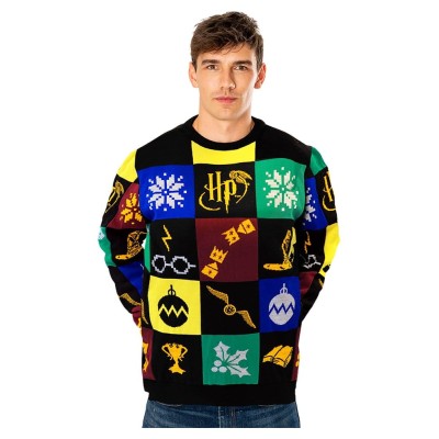 Harry Potter Christmas Sweater Deluxe Patchwork Knitted L 100% cotton