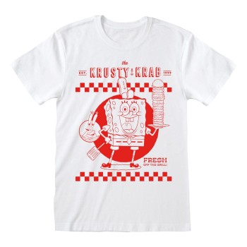 SpongeBob Squarepants High quality Officially licensed T-Shirt Krusty Krab White 100% Cotton L