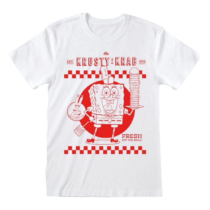 SpongeBob Squarepants High quality Officially licensed T-Shirt Krusty Krab White 100% Cotton L