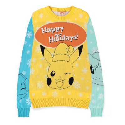 Pokémon Officially licensed High quality Sweater Pikachu, Bulbasaur, Squirtle & Charmender (Christmas Jumper) L