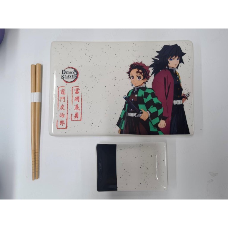 Demon Slayer Officially licensed Ceramic Sushi Set with Chopsticks Tanjiro & Giyu