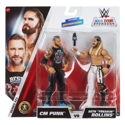 WWE Main Event Showdown Action Figures CM Punk vs Seth "Freakin" Rollins 2-Pack 15cm