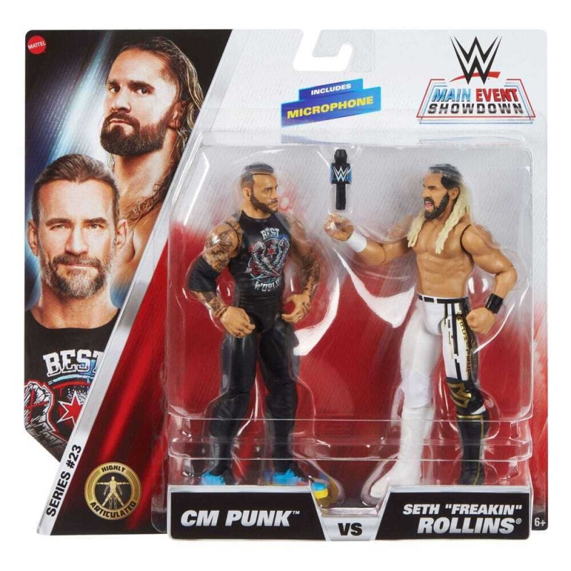 WWE Main Event Showdown Action Figures CM Punk vs Seth "Freakin" Rollins 2-Pack 15cm