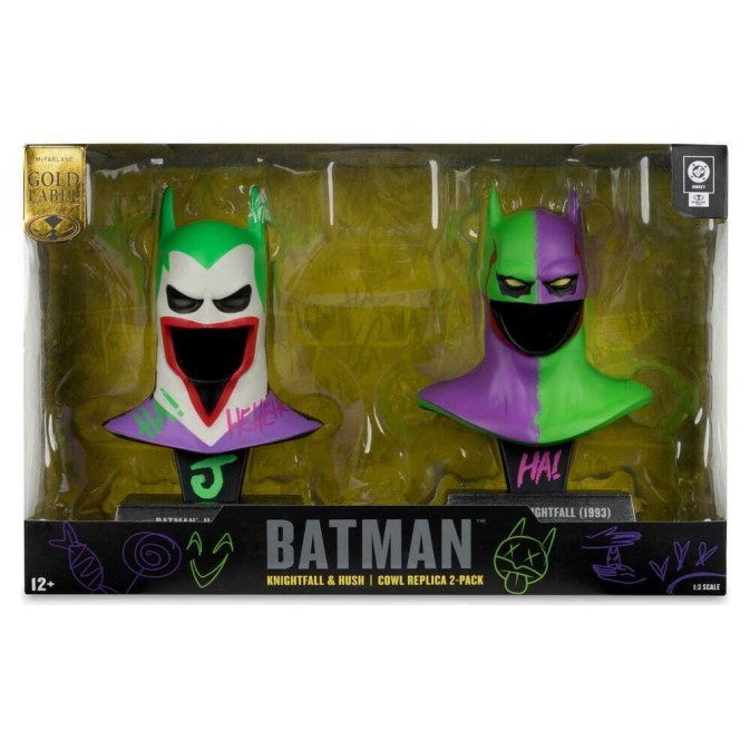 Batman DC Direct Mini Replica 1/3 2-pack Batman Cowls Hush & Knightfall (Jokerized) (Gold Label) 18cm